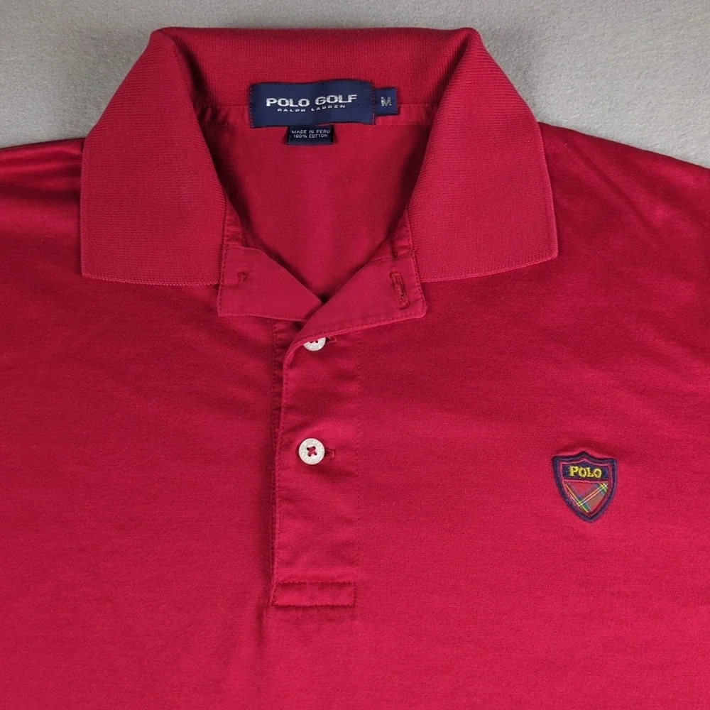 Vintage Polo Golf Ralph Lauren Shirt Mens Medium Red Crest Logo Embroidery